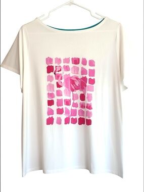Rafaella Weekend 2X White Flamingo Graphic Cotton Tee